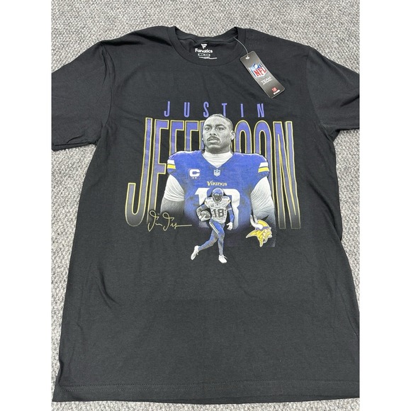 Justin Jefferson Minnesota Vikings Men's Medium Graphic T-Shirt Fanatics NFL New - Picture 2 of 6
